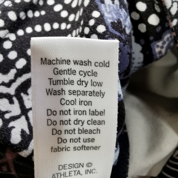 Athleta Patchwork Salutation 7/8 Cropped Leggings Blue Brown - Sz M - Picture 7 of 7